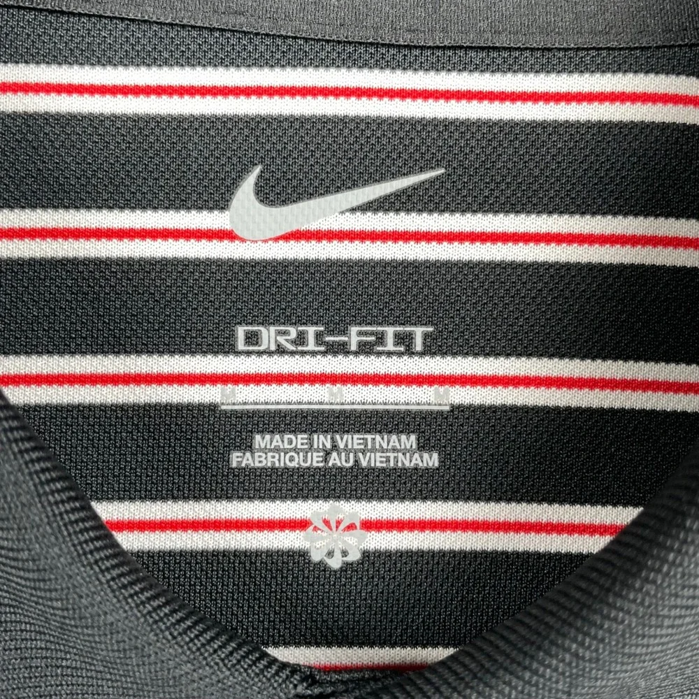 Nike Polo Shirt Mens Medium Black Striped Georgia Bulldogs NCAA UGA Dri-Fit Golf